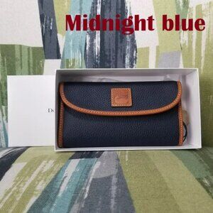 🎯DOONEY & BOURKE Pebbled Continental Clutch Wallet Midnight Blue Leather Duck